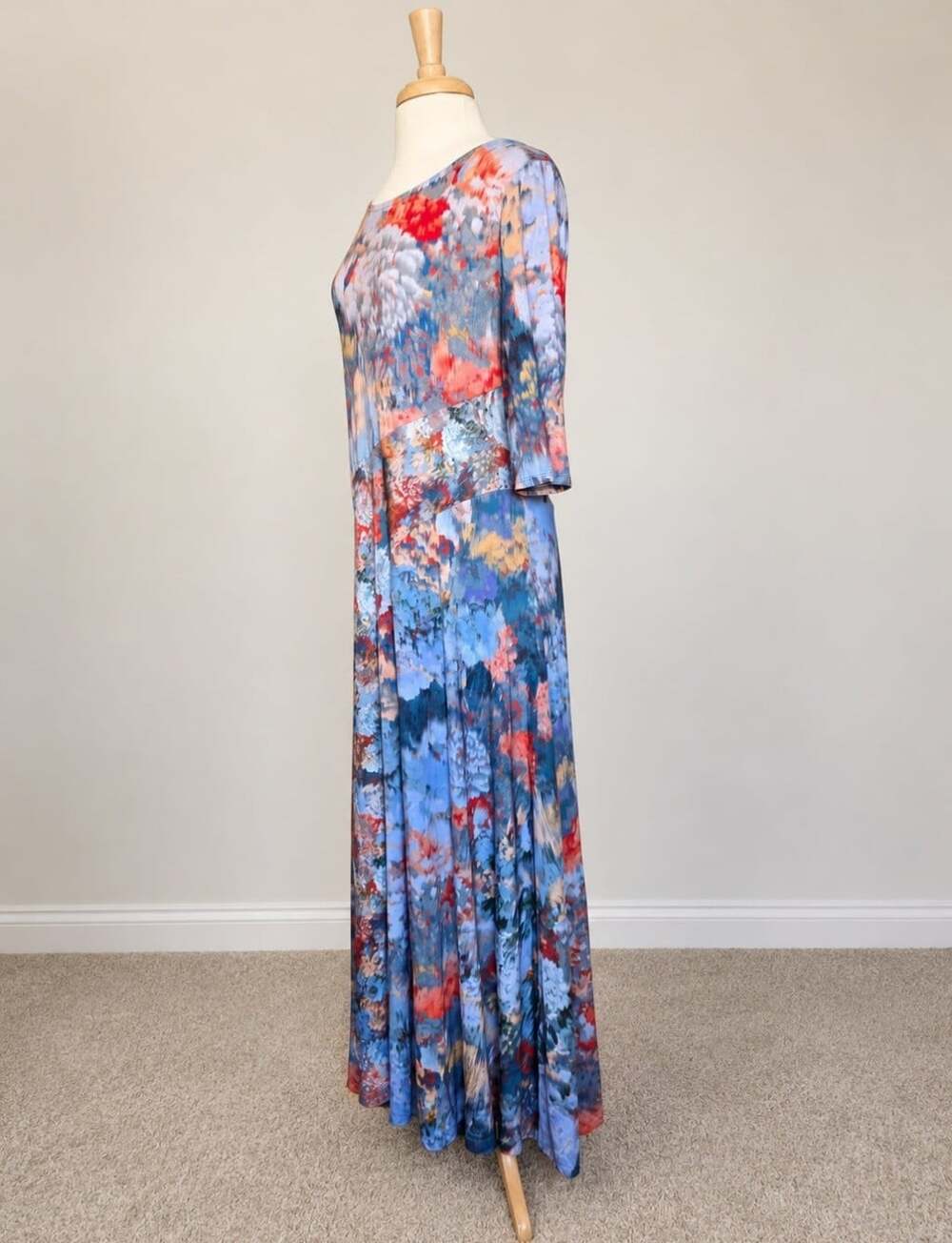 Soft Surroundings Nanette Maxi Dress Womens L Abstract Floral Stretch Boho - Picture 6 of 14